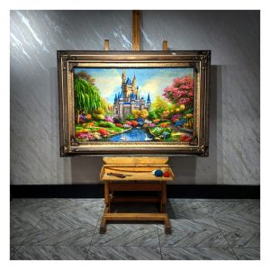تابلو فرش دستبافت منظره جنگلی کوشک جنگلی کد 6016 (35 رنگ در ابریشم)