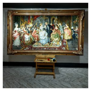 تابلو فرش دستبافت فرانسوی رقص فرانسوی کد 1020 (83 رنگ در ابریشم)